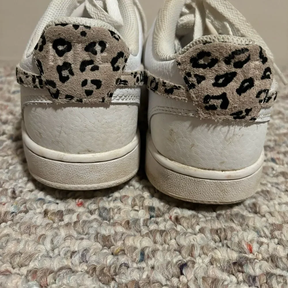 Nike Court Vision Low 11 Sneakers White Desert Sand Leopard Print- Size 7.5